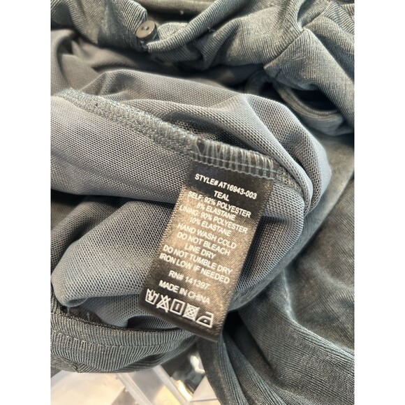 Astr the Label Bodysuit Women’s Size Medium High Neck Long Sleeve Open Back Teal - Picture 3 of 7